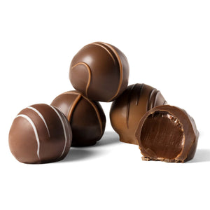 Round, ganache filled chocolate truffles