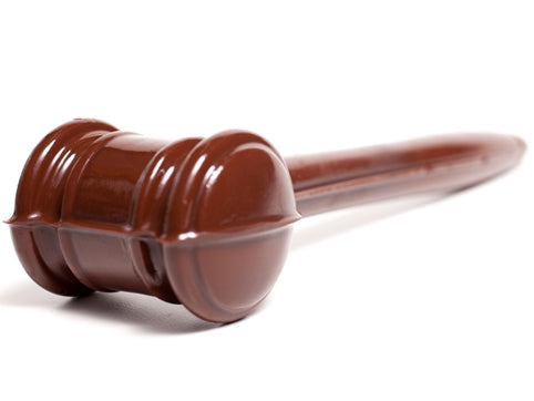 A three-dimensional chocolate judge's gavel.