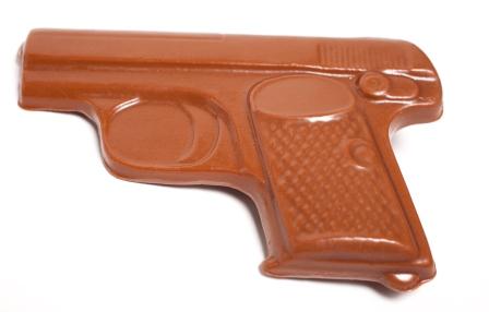 A chocolate molded hand pistol.